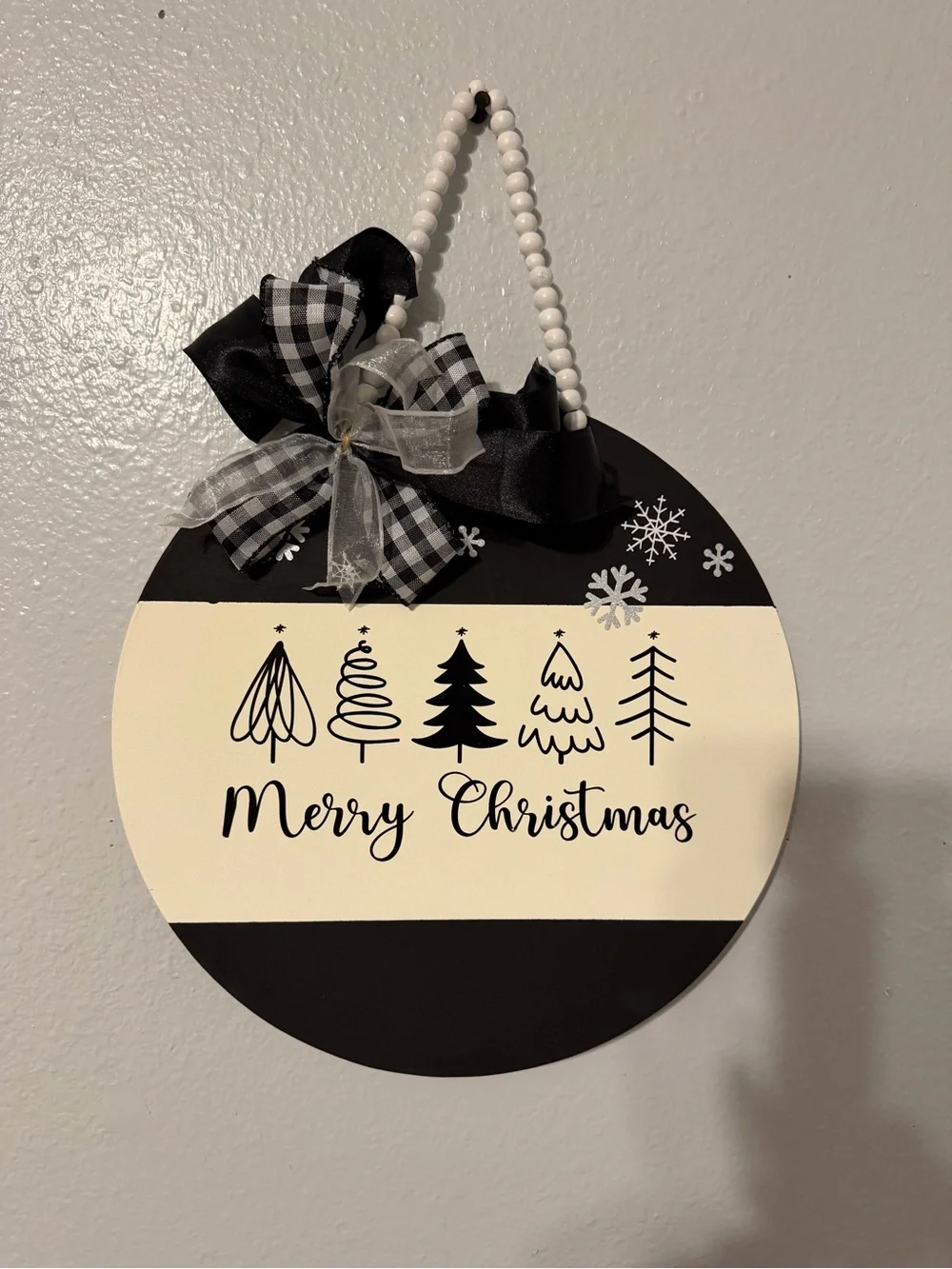 Merry Christmas Black & White Wall Hanging